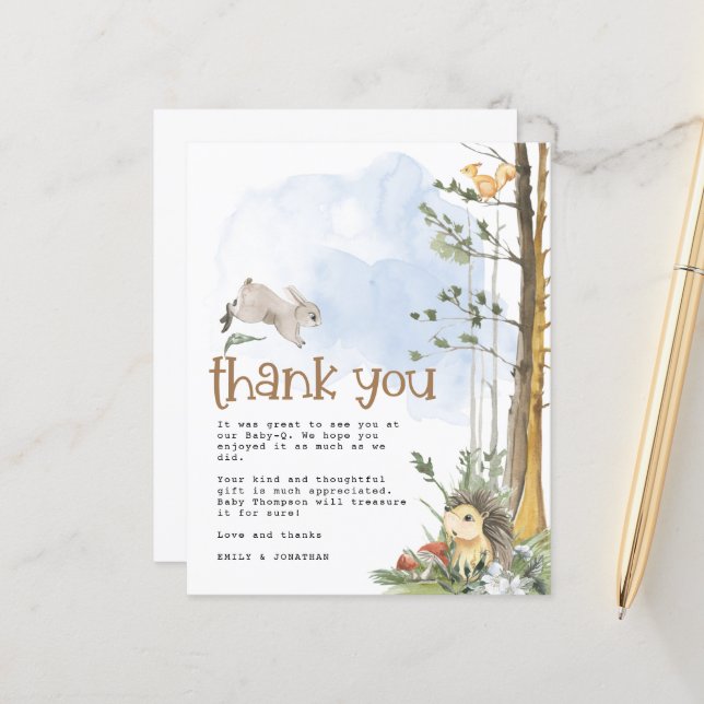 Papier Budget Bébé Q Jardin Baby shower Merci (Devant/Arrière en situation)