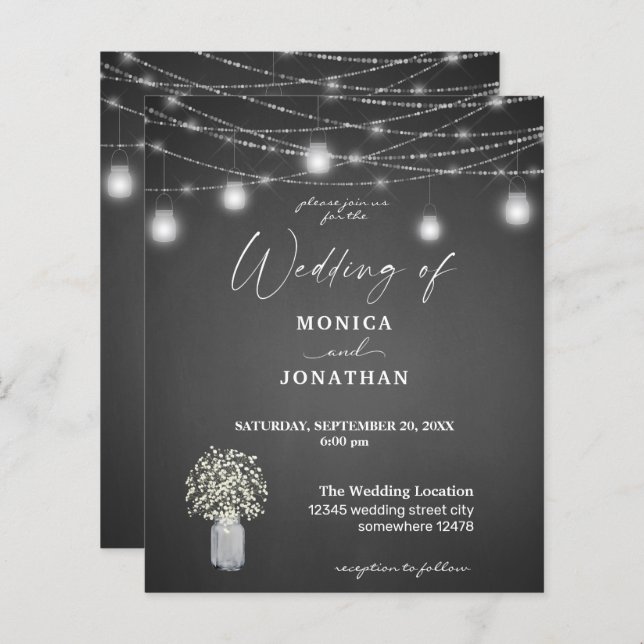 Papier Budget Bébé's Breath, G Chalkboard, String Lights (Devant / Derrière)