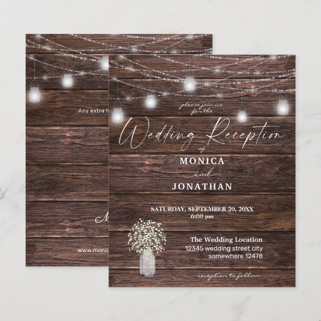 Papier Budget Bébé's Breath Wood Lights Mariage Réception (Devant / Derrière)