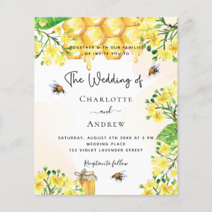Papier Budget Bee mariage jaune florales invitation