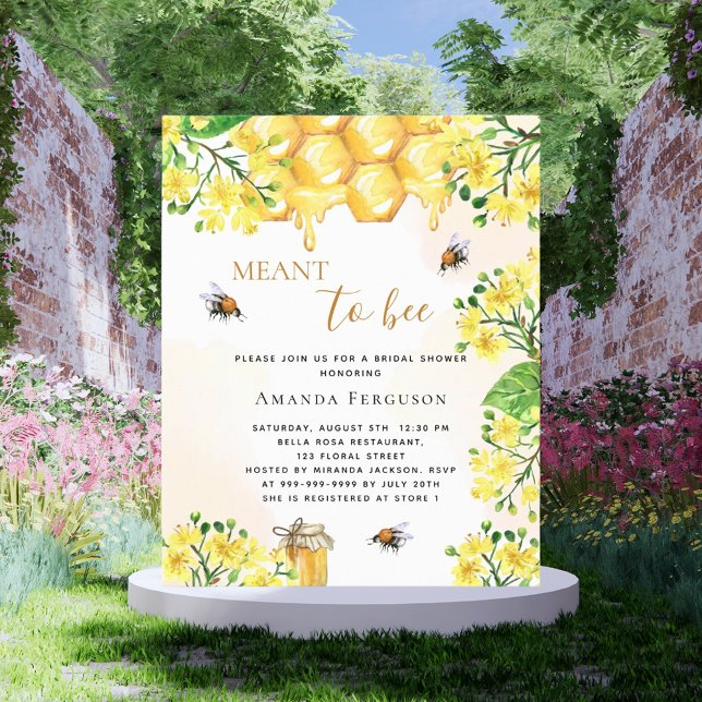 Papier Budget Bee nuptiale douche jaune invitation floral (Créateur téléchargé)