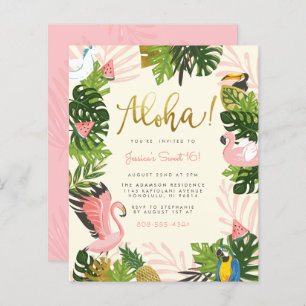 Papier Budget Beige Aloha Hawaii Tropical Gold Anniversai