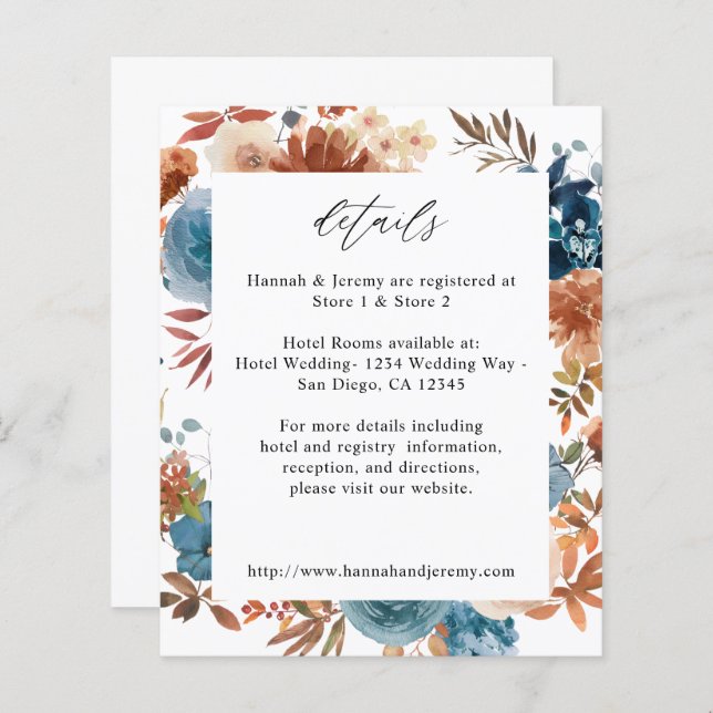 Papier Budget Beige & Dusty Blue Floral Détails (Devant / Derrière)