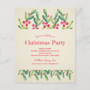 Papier Budget Berries et succursales Invitations de Noël