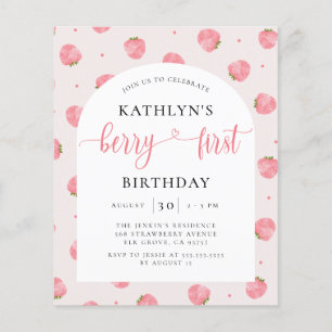 Papier Budget Berry First Birthday Strawberry Invitation