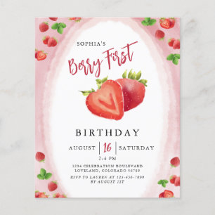 Papier Budget Berry fraise première invitation d'annivers