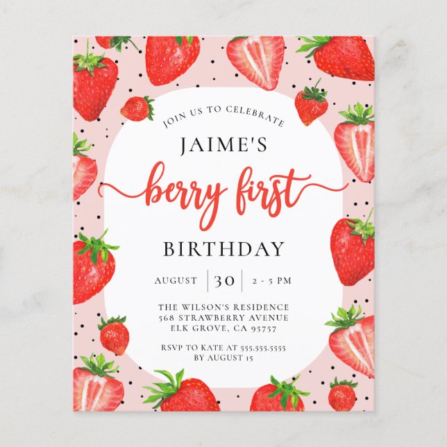 Papier Budget Berry Premier anniversaire fraise Anniversa (Devant)