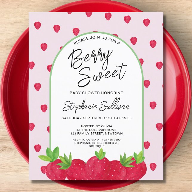Papier Budget Berry Sweet Strawberry Baby shower Invitati (Créateur téléchargé)
