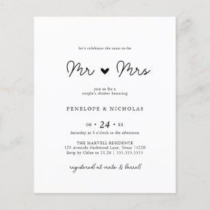 Papier Budget Bientôt M. & Mme Couple Fête des mariées