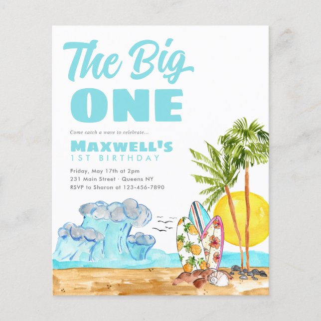 Papier Budget Big One Tropical Beach 1er Anniversaire du  (Devant)