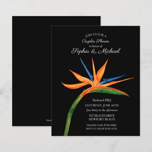 Papier Budget Bird of Paradise Couples Invitations de dou (Devant / Derrière)