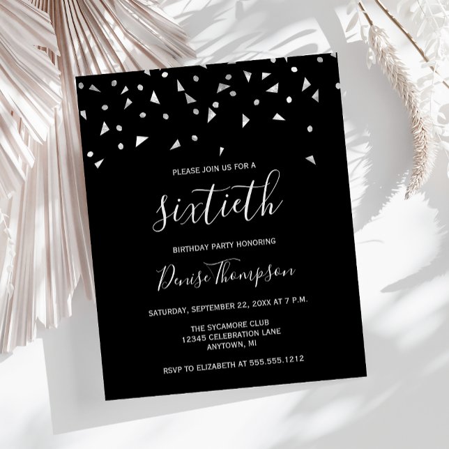 Papier Budget Black Argent 60e anniversaire Invitation de (Créateur téléchargé)