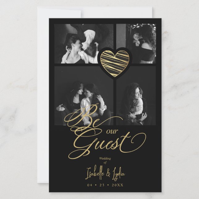 Papier Budget Black Fake Golden Luxury Heart 4 photos (Devant)