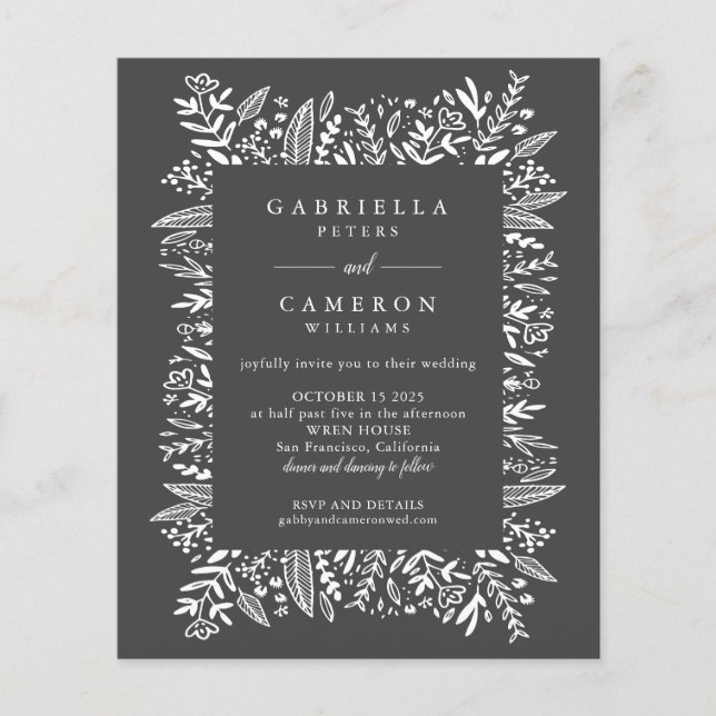 Papier Budget Black Floral Line Art Mariage All-in-One (Devant)