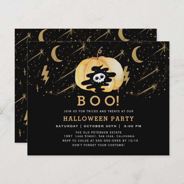 Papier Budget Black Fun Halloween Citrouilles étoiles (Devant / Derrière)