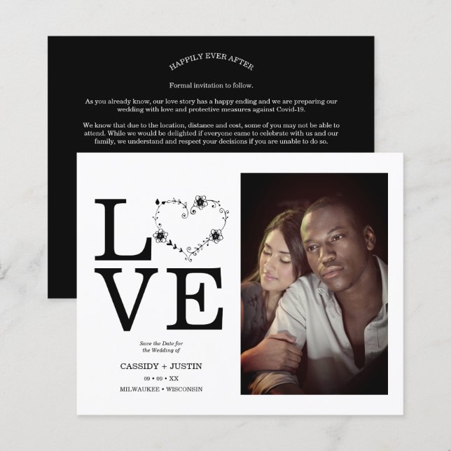 Papier Budget Black Funny Floral Love Coeur Personnalisé  (Devant / Derrière)