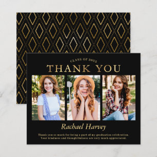 Papier Budget Black Gold 3 Photo Graduation Merci