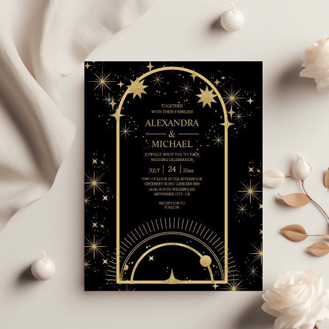 Papier Budget Black Gold Celestial Stars Mariage  (Créateur téléchargé)