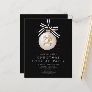 Papier Budget Black Gold Cocktail de Noël Invitation
