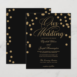 Papier Budget Black Gold Confetti Faire-part de mariage