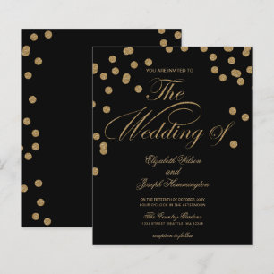 Papier Budget Black Gold Confetti Faire-part de mariage