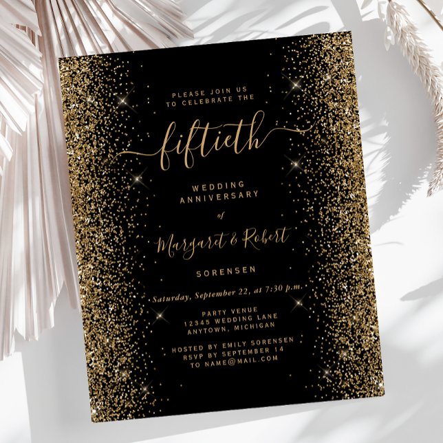 Papier Budget Black Gold Parties scintillant 50e annivers (Créateur téléchargé)