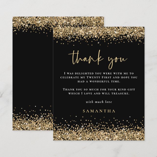 Papier Budget Black Gold Parties scintillant Vingt et pre (Devant / Derrière)