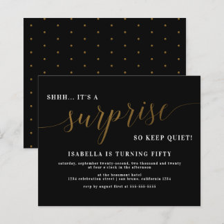 Papier Budget Black & Gold Script Surprise fête d'anniver