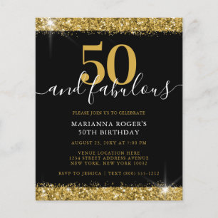 Papier Budget Black Gold Sparkle 50e anniversaire Invitat