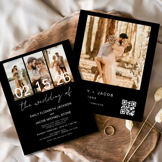 Papier Budget Black Le Mariage de Photo Code QR (Créateur téléchargé)