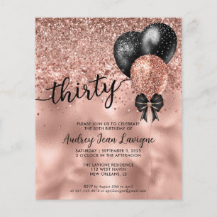 Papier Budget Black Rose Gold Balloon Bow 30e anniversair