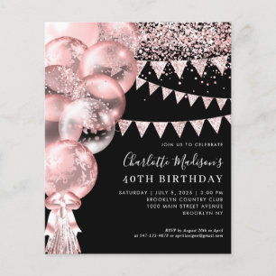 Papier Budget Black Rose Gold Balloon N'importe quel âge 
