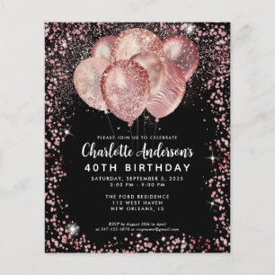 Papier Budget Black Rose Gold Parties scintillant Balloon