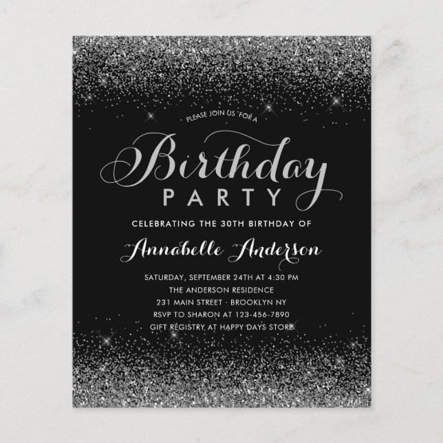 Papier Budget Black Silver Grey Parties scintillant N'imp (Devant)