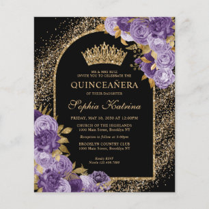 Papier Budget Black Violet Or Floral Quinceanera