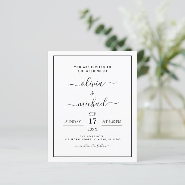 Papier Budget Black White Mariage Typographie moderne (Debout devant)