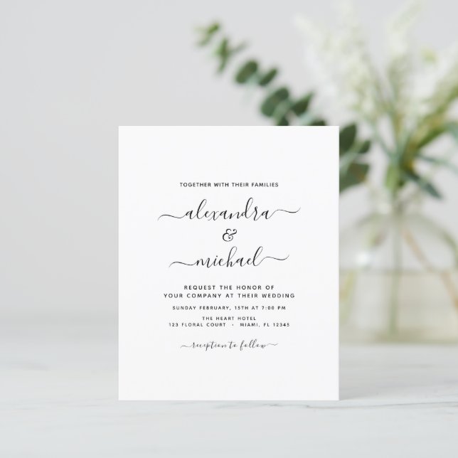 Papier Budget Black White Mariage Typographie moderne (Debout devant)