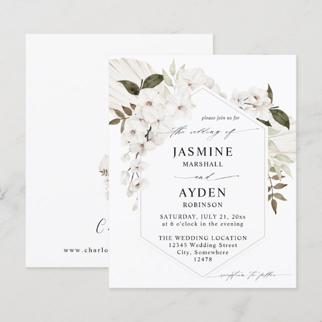 Papier Budget Blanc Boho Floral Mariage V2 LN (Devant / Derrière)