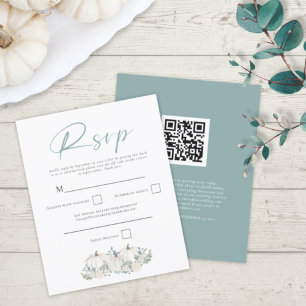 Papier Budget Blanc Citrouilles QR Code Mariage RSVP