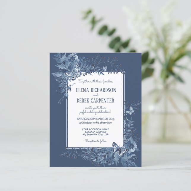Papier Budget Blanc Dusty Blue Fleur sauvage Floral Maria (Debout devant)