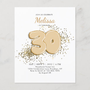 Papier BUDGET Blanc Or 30e Ballons Confetti Anniversaire