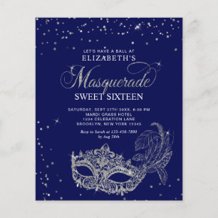 Papier BUDGET Bleu Argent Masquerade Photo Sweet 16