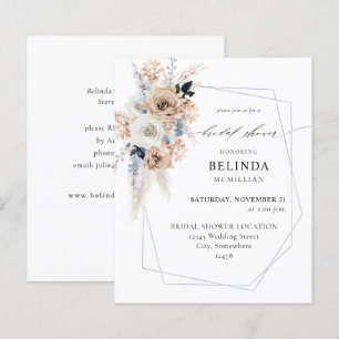 Papier Budget Bleu & Beige Boho Fête des mariées Florale