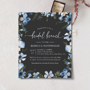 Papier Budget Bleu Bridal Brunch Invitation au charbon