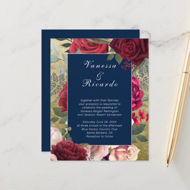 Papier Budget Bleu de la marine Bourgogne (Devant/Arrière en situation)