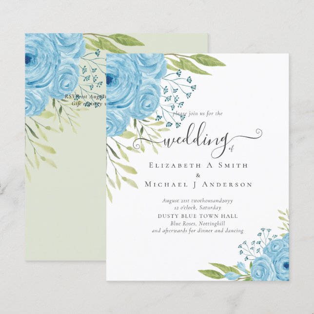 Papier BUDGET Bleu Dusty Budget Mariage Rose (Devant / Derrière)