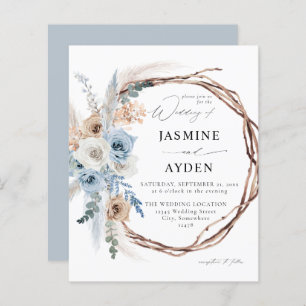 Papier Budget bleu et beige Boho Floral Mariage B