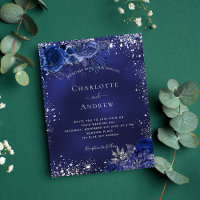 Budget bleu marine argent faire-part de mariage fl