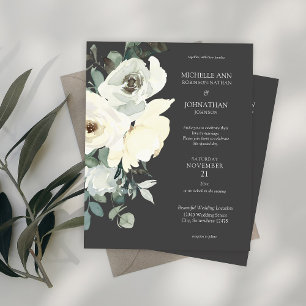 Papier Budget Bleu Poussiéreux & Blanc sur Mariage Floral