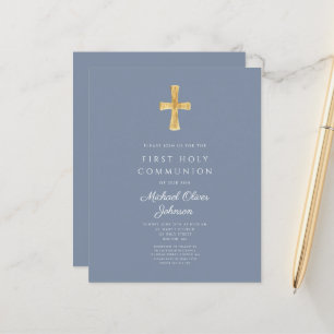Papier Budget Bleu Poussiéreux Garçon Première Communion 